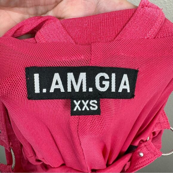 I.AM.GIA Violet Hot Pink Flare Pants Studded Cut Out Party Women’s Size XXS - Picture 5 of 9